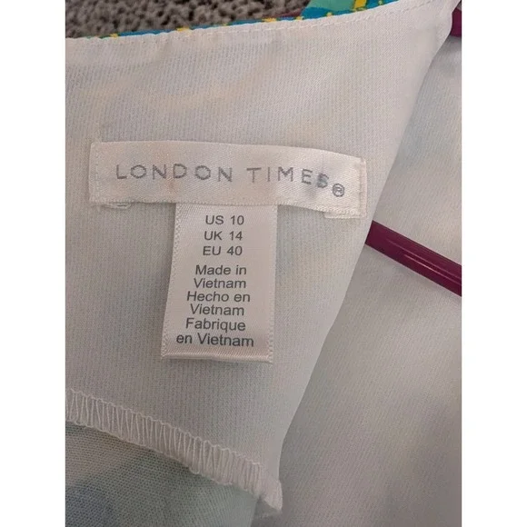 London Times Womens Floral Print Zipper Fit Flare Dress Fuschia Size 10 NWT - Picture 4 of 7